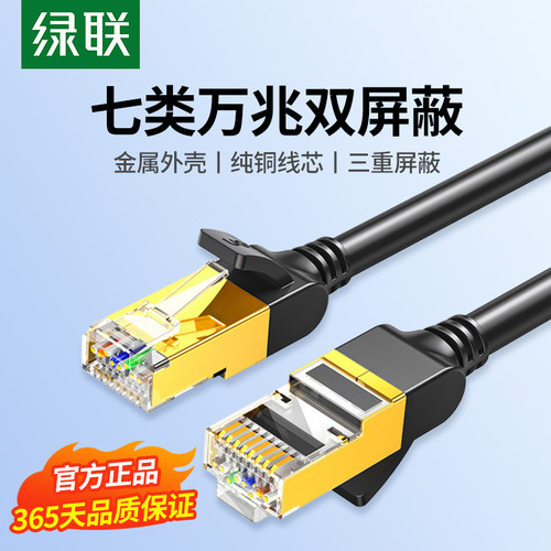 绿联万兆双屏蔽光纤成品1m网线