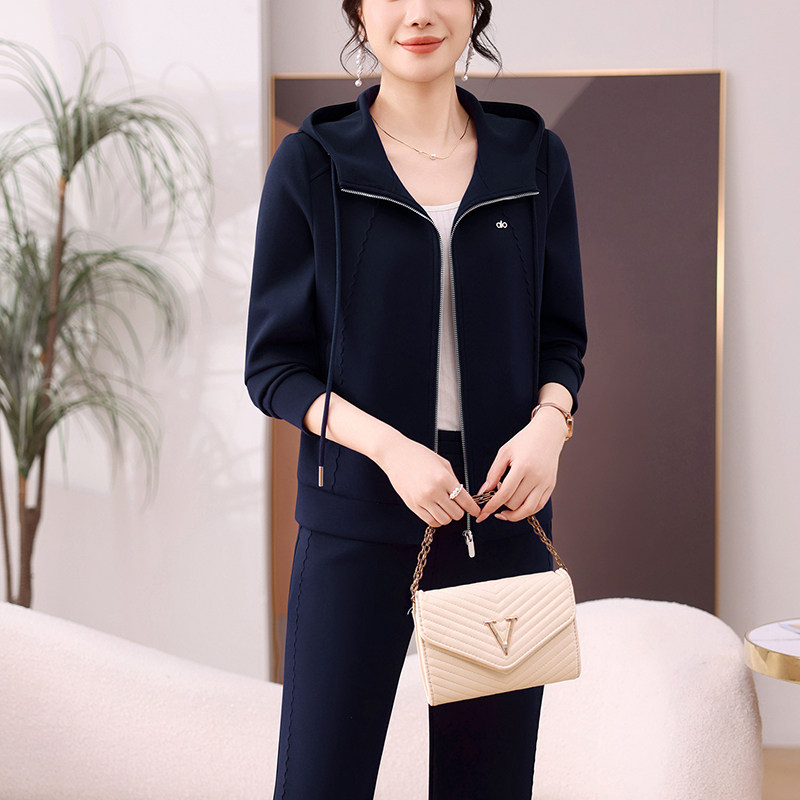 2025春秋季新款女款运动休闲套装长袖POLO领健身训练服弹力修身