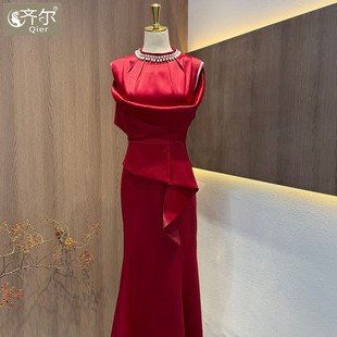 缎面重工喜妈妈婚宴旗袍元旦新款喜婆婆高档婚礼礼服丈母娘婚宴装