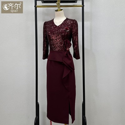 高端婚礼妈妈晚礼服高贵洋气喜婆婆婚宴装新款年轻小个子妈妈喜服