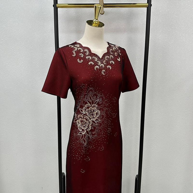 喜婆婆婚宴五一结婚礼服丈母娘小个子妈妈装高贵改良旗袍连衣裙子