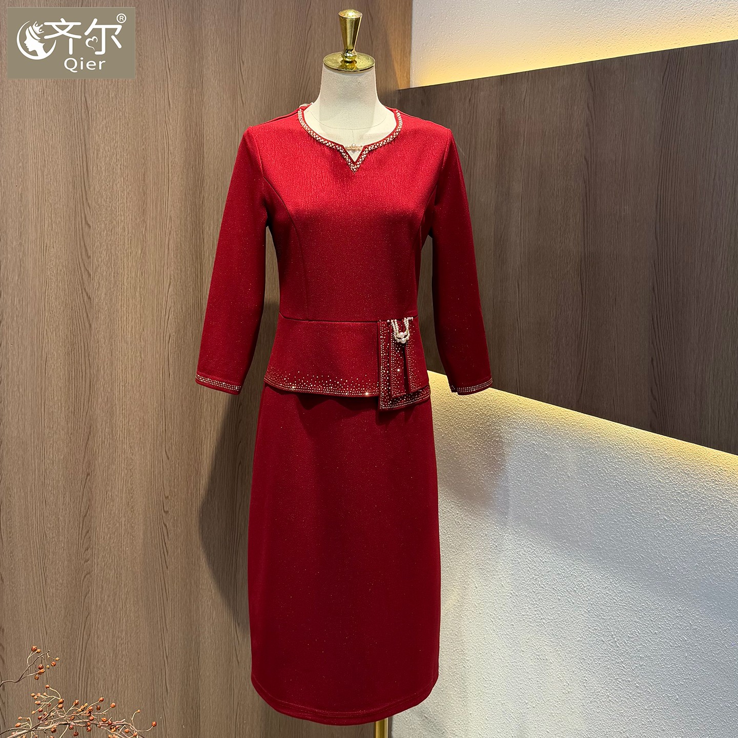 婚宴装礼服高贵气质喜妈妈假两件婚礼裙喜婆婆敬酒连衣裙女士显瘦