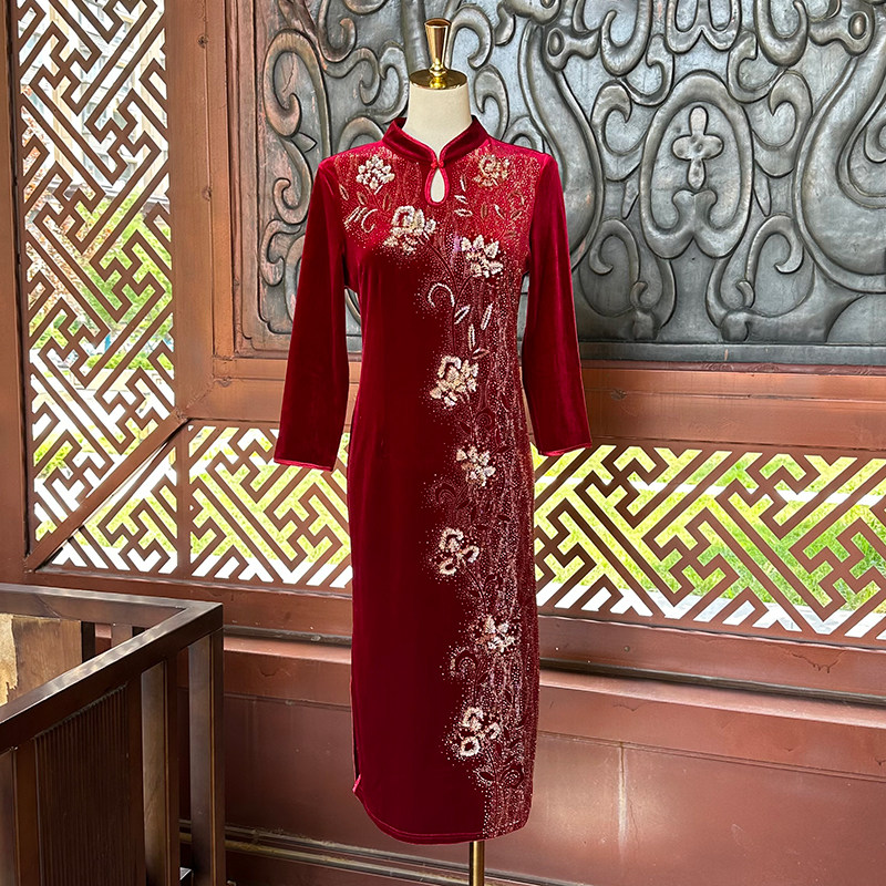 旗袍丝绒高端婚宴礼服
