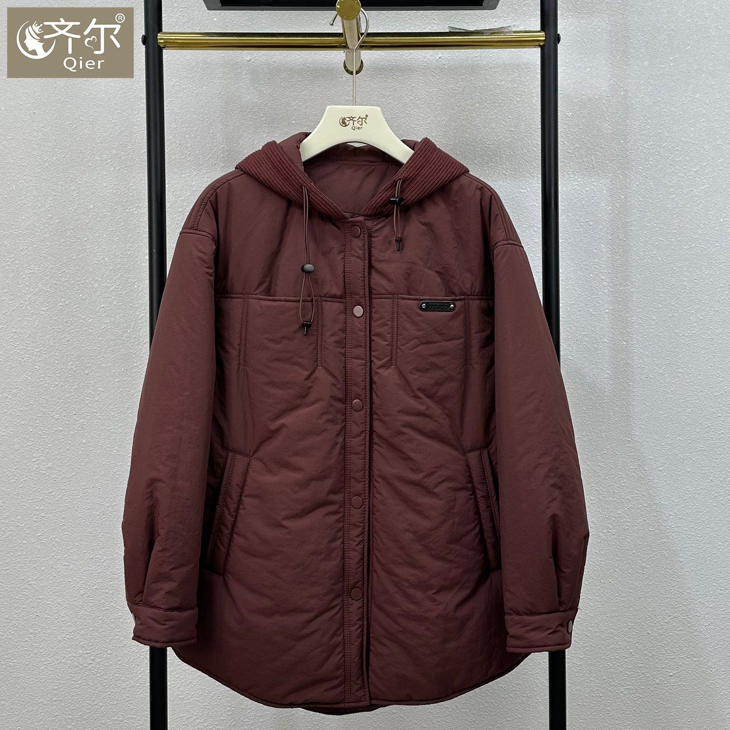 加棉欧货妈妈秋季新款外套中老年女装休闲洋气宽松连帽上衣棉服潮