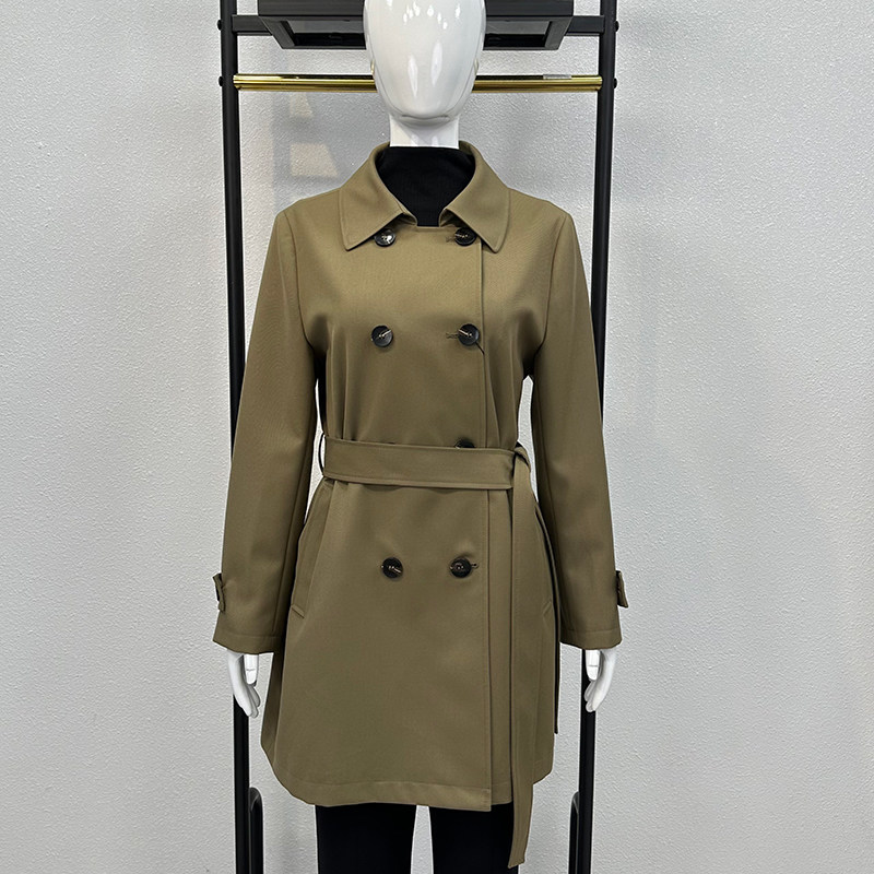 品牌中老年秋装外套2024新款显瘦腰带40岁50妈妈装双排扣翻领风衣 - 齐尔服饰出品