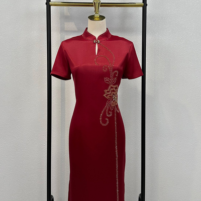 醋酸旗袍敬酒服2025新款妈妈礼服新中式喜婆婆婚礼喜服夏季高端女