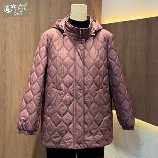 品牌2026冬装新款时尚显瘦棉服女中老年妈妈装洋气休闲压格棉衣