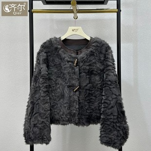 短款小香风皮毛一体年轻妈妈外套女秋冬2025新款水貂绒环保毛大衣