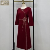 国庆节喜婆婆婚宴装 结婚年轻妈妈礼服高端轻奢丈母娘敬酒裙子 新款