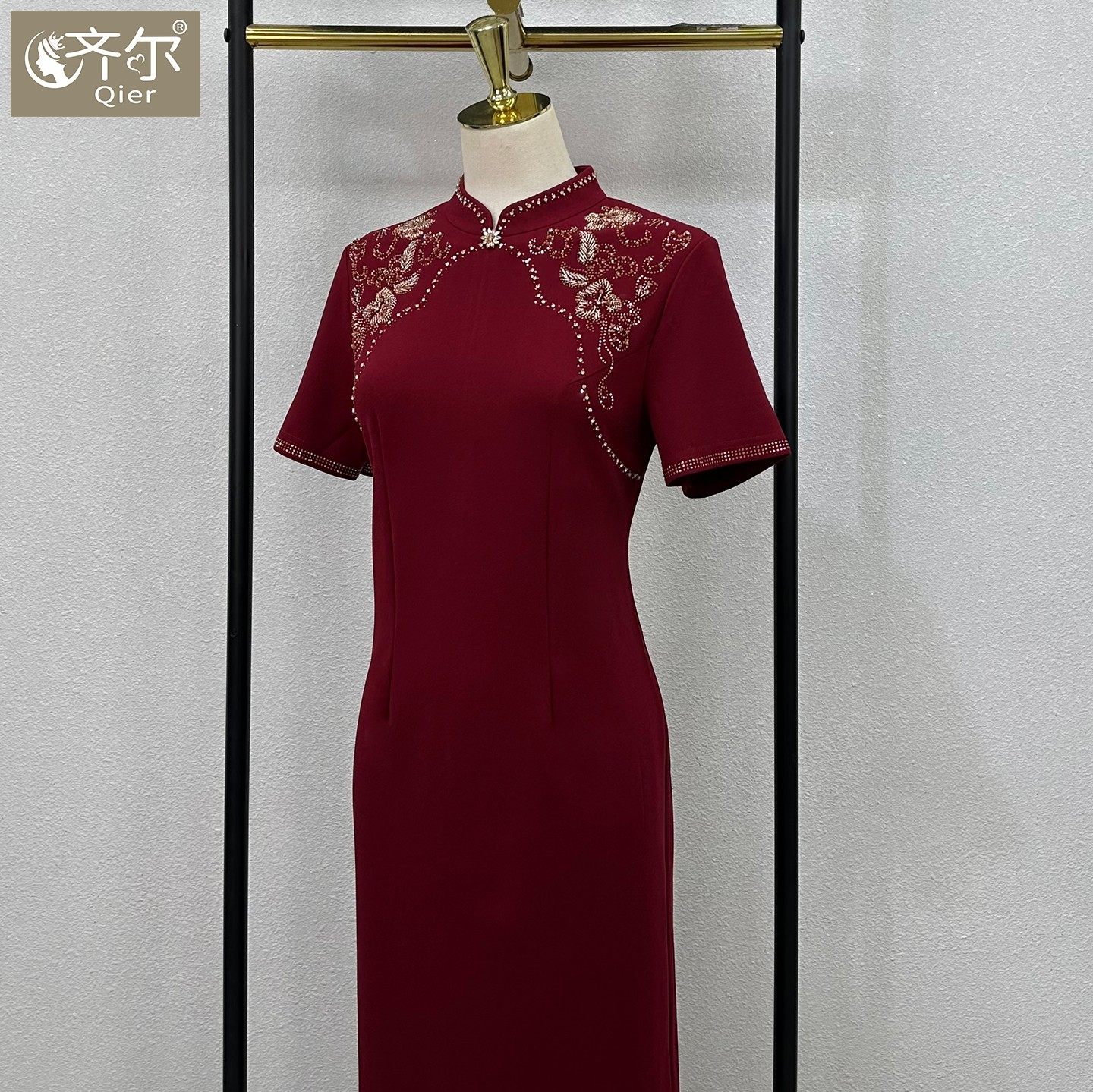 新中式高端改良旗袍连衣裙新款夏季女喜婆婆婚宴装小个子妈妈礼服