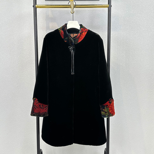 两面穿中老年妈妈高档冬装加厚加绒皮毛一体貂绒大衣中长款外套