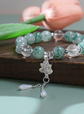 中式学生手链莲花琉璃饰品