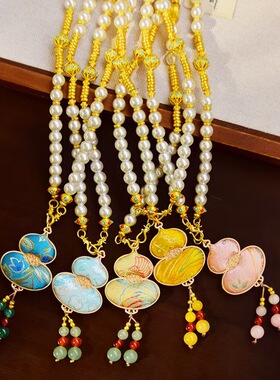 [福禄双喜]宋锦葫芦珍珠项链女新中式国风长款马面裙古装汉服项链