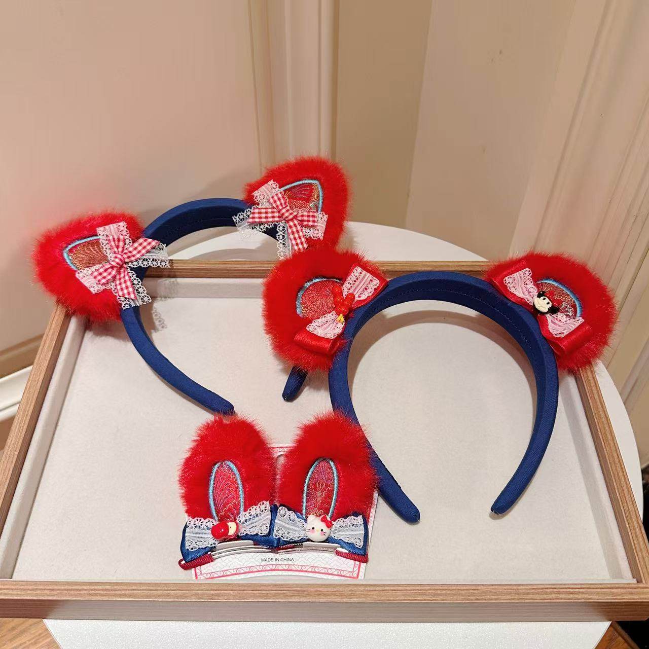 韩版可爱毛绒发箍秋冬卡通洗脸头饰女童蝴蝶结萌系发饰网红同款