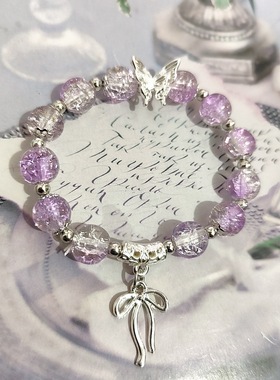 新款飞碟蝴蝶结手链女生琉璃手链甜美百搭闺蜜彩色显白高级感手串