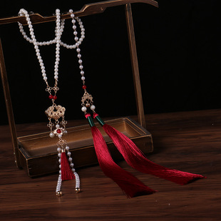 一套双背云汉服平安锁软璎珞长款项链古风马面裙配饰复古项链长款