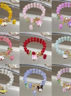 女生玻璃爆花水晶手工串珠手链女孩玉桂狗学生手串送闺蜜同学礼物