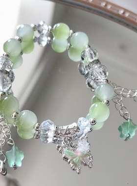 女孩玻璃珠水晶手链森系多彩蝴蝶古风手链手串送闺蜜学生手链礼物