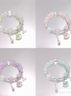 深海贝壳珍珠陷落鱼星星琉璃手链串珠闺蜜学生生日礼物女孩手链