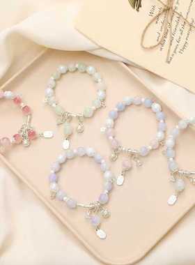 女孩琉璃水晶流苏手链古风手链学生玻璃珠手链彩色渐变手串礼物