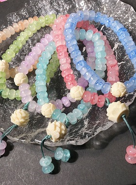 学生古风流苏手链原创设计水墨算盘珠莲花手链时尚百搭手串女孩