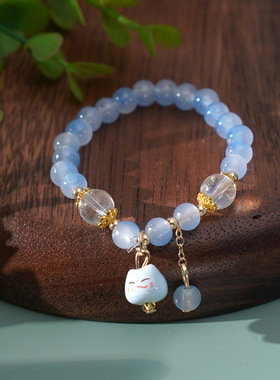 新款手链七彩月光石可爱