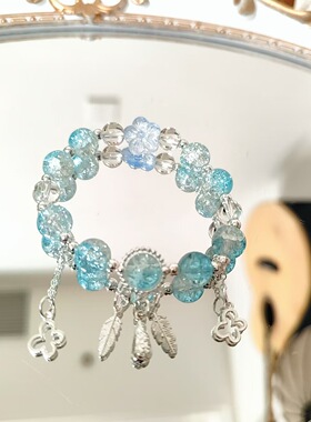 森系女孩琉璃水晶手链甜美流苏吊坠手串学生古风中式手链闺蜜礼物