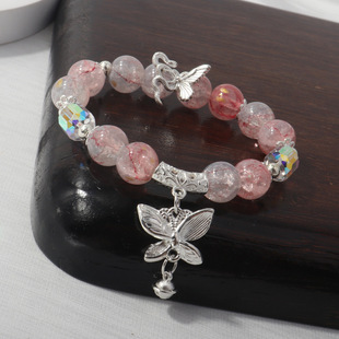 中式少女琉璃手链 浅色水墨鎏金银蛇蝴蝶手链清冷高级感学生闺蜜