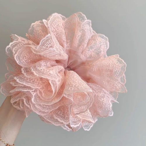 超仙法式镂空蕾丝大肠发圈女2025新款高级感扎头发头绳丸子头发