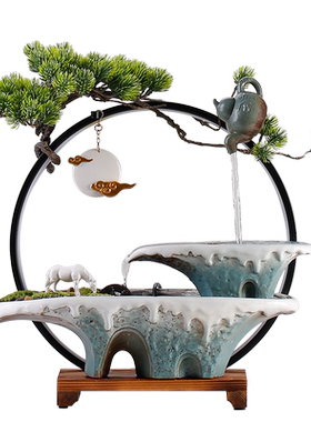 流水摆件循环水假山喷泉招财鹿