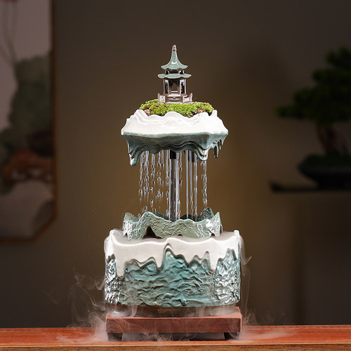 流水摆件循环水轻奢生财客厅茶台招财假山喷泉现代玄关桌面装饰品