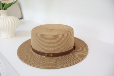 夏季防晒防紫外线宽檐草帽简约字母男女同款礼帽子时尚百搭遮阳帽