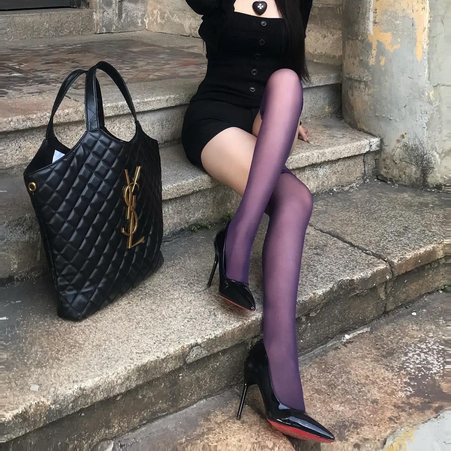 紫色高弹连裤袜女性感丝袜气质超细腻显瘦美腿高腰丝袜薄款打底袜