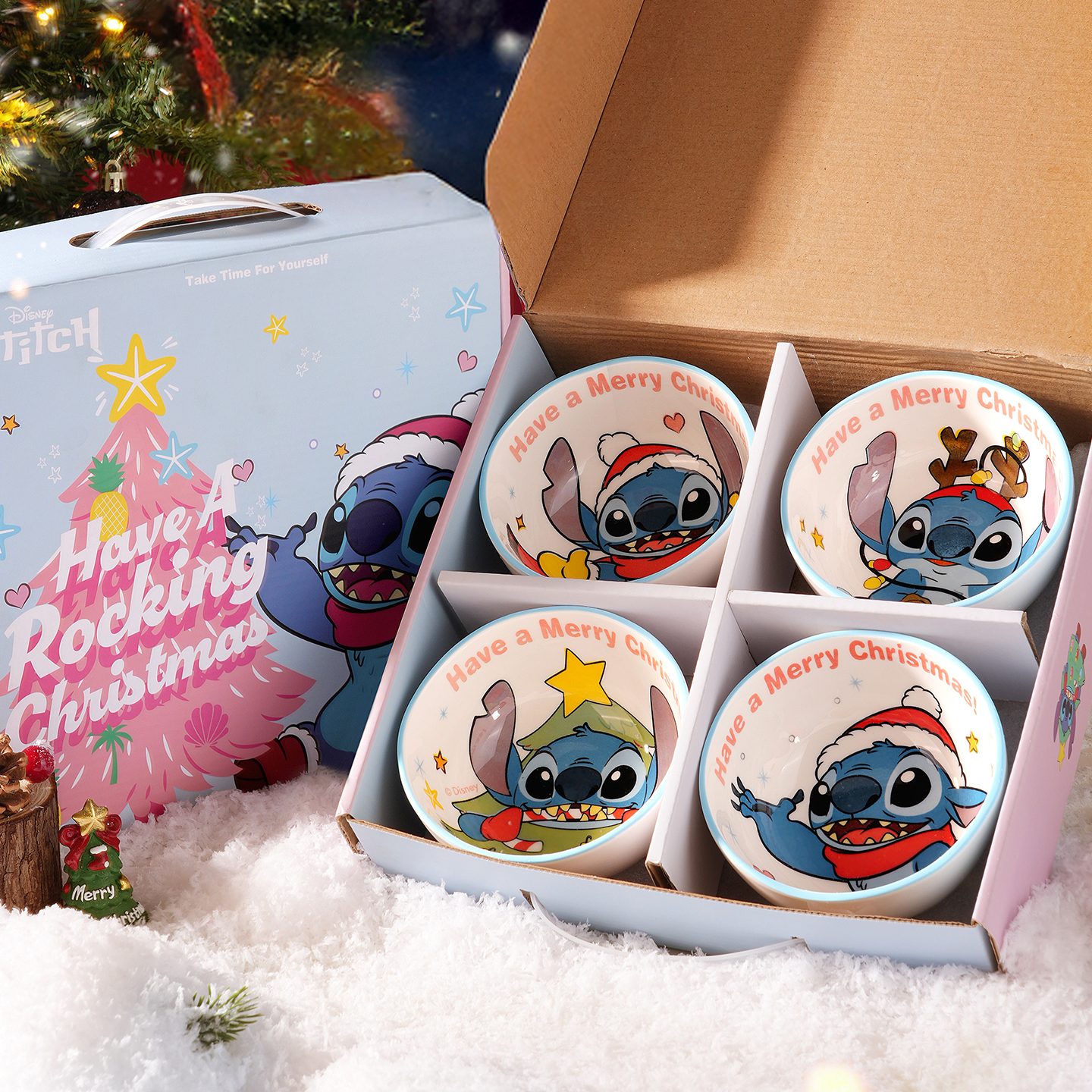 迪士尼圣诞史迪仔米饭碗酸奶小碗