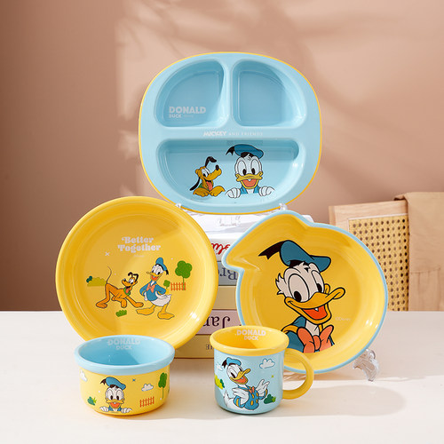 迪士尼正版米奇儿童餐具碗盘杯勺