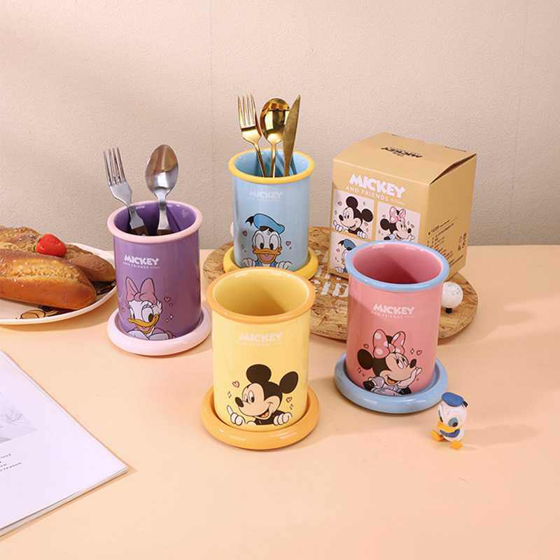 迪士尼米奇筷子筒沥水防霉陶瓷