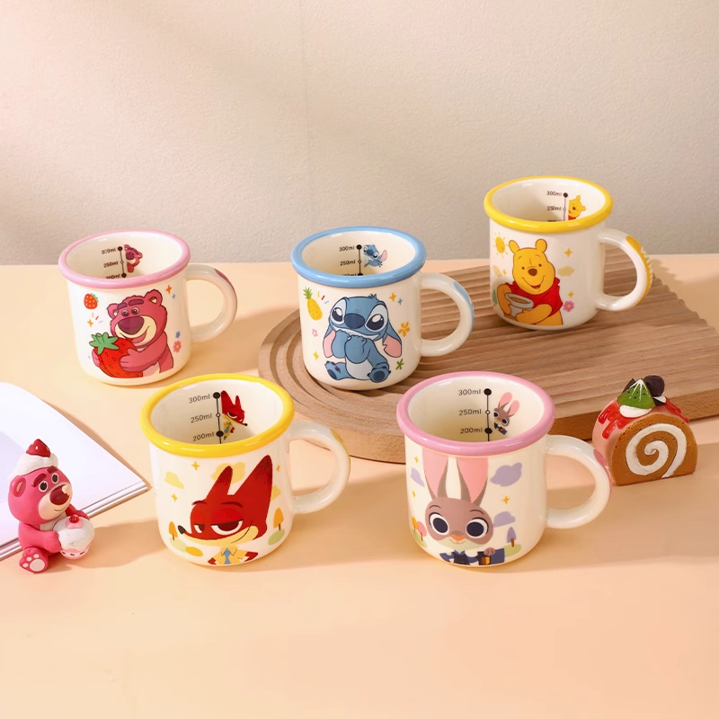 迪士尼米奇咖啡杯儿童喝水刻度杯