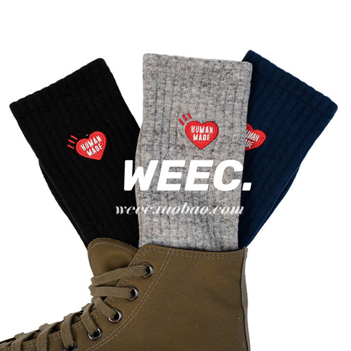 humanmade爱心小熊袜子滑板袜短袜男女同款nigo日潮滑雪袜ins高街