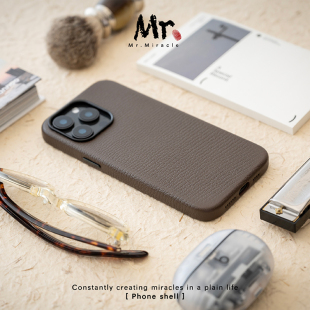 创意保护套时尚 高级感保护套全包个性 简约 13promax手机壳新款 法国ALRAN缩纹山羊皮适用苹果iPhone16