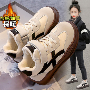 女童鞋2025新款冬季儿童加绒二棉运动板鞋女孩潮流保暖德训阿甘鞋