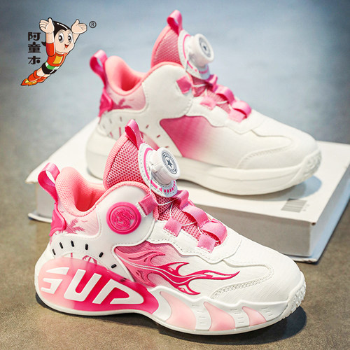 阿童木女童运动鞋秋冬新款儿童篮球鞋皮面大童女孩鞋子加绒棉鞋潮