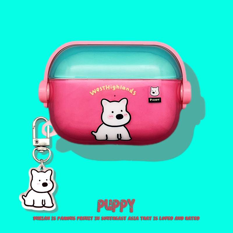 苹果airpods4保护套airpodspro耳机套第三代airpodspro3无线蓝牙耳机套盒4四代airpod硅胶耳机透明高西地小狗