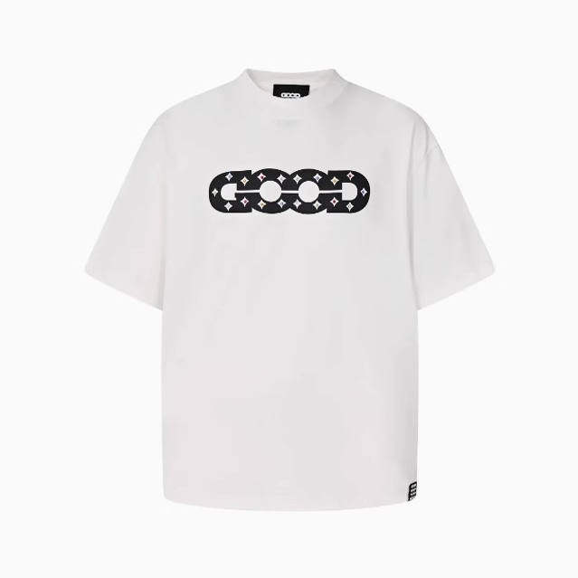 GOODBRAND 镂空LOGO轻奢六芒彩钻发泡印花短袖T恤潮男女明星同款