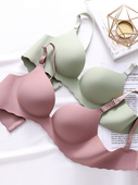 光面百搭一片式 无痕内衣女聚拢无钢圈文胸薄款 学生少女小胸罩上托