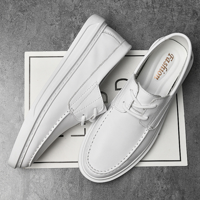 男款鞋子2025新款白色休闲皮鞋原创鞋男士鞋子真皮小白鞋国潮板鞋