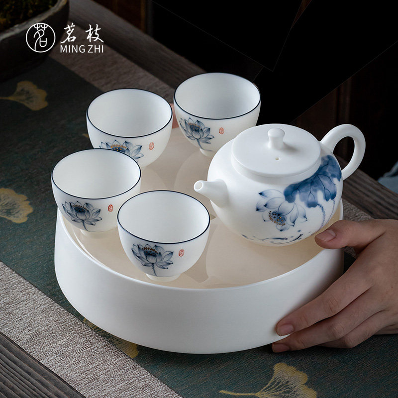 茗枝羊脂玉白瓷茶具套装家用办公室小套茶壶功夫茶杯干泡茶盘中式在类目 餐饮具, 茶具, 功夫茶具中 - 来自Buy2taobao.com提供专业的淘宝代购服务