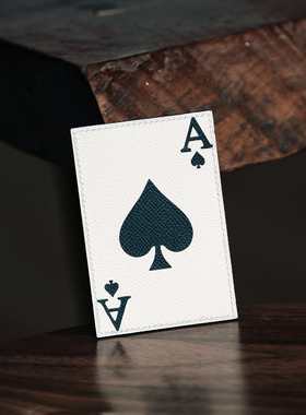 【黑桃A】HIBBERS原创扑克牌卡包手工制作法国EPSOM牛皮真皮镶嵌