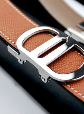 HIBBERS定制版法国EPSOM手掌纹头层牛皮自动扣商务正装男士腰带