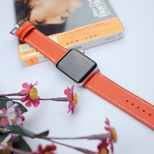 HIBBERS大象灰色手工制作适用于苹果手表Apple Watch头层真皮表带