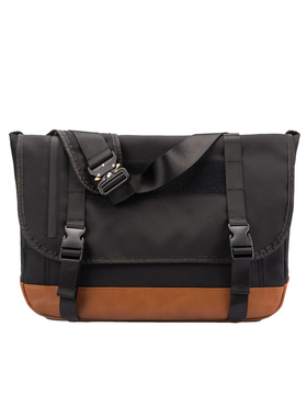 HIBBERS原创设计快拆牛皮通勤邮差斜挎背包支持三点固定运动休闲